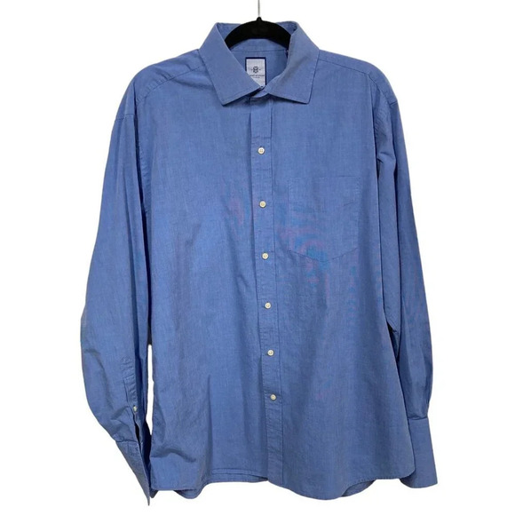 Tommy Hilfiger Ithaca Blue Cotton Dress Shirt, French Cuffs, Large 16.5 in,34-35 - Picture 1 of 7